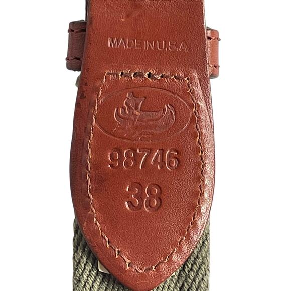 Vintage LL Bean Cotton Canvas Braided Leather Field Belt Mens Sz 38 Brass Buckle - Picture 4 of 8